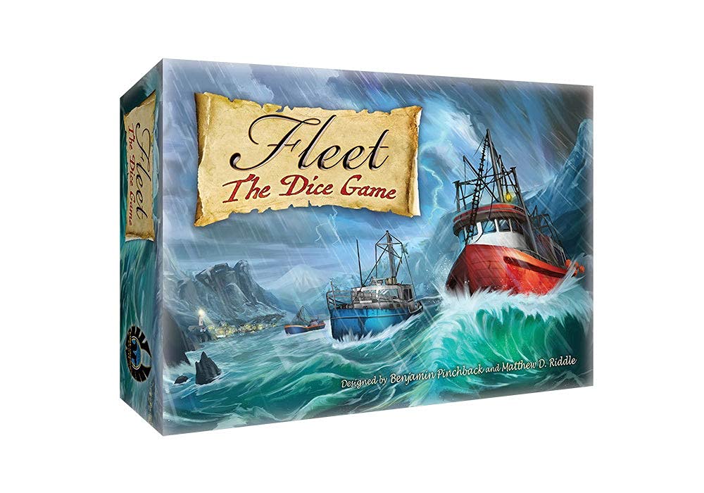 Fleet: The Dice Game 2nd Edition box with updated scorepads for strategic play.