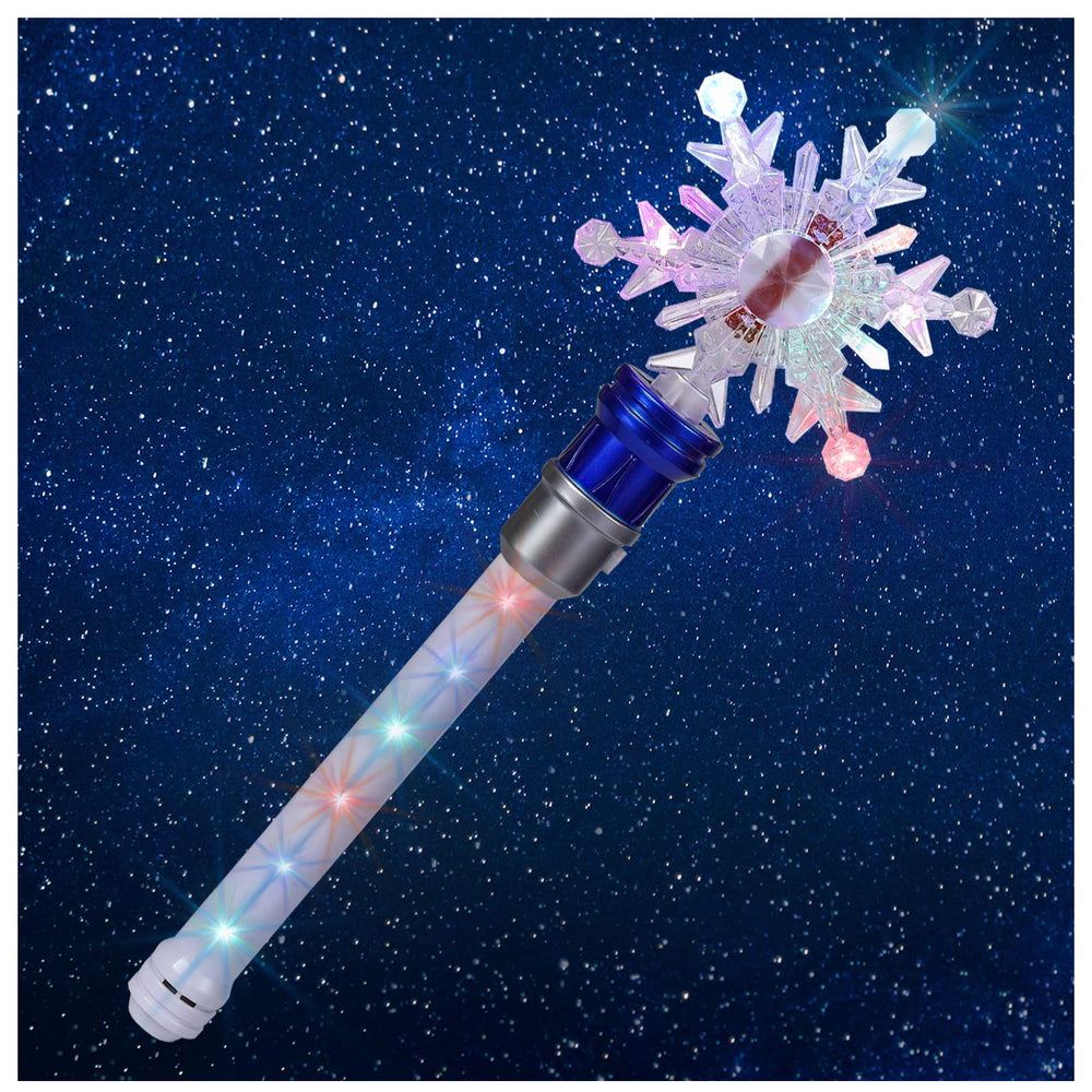 Fleeting Time light up snowflake wand with sparkling snow for imaginative play.
