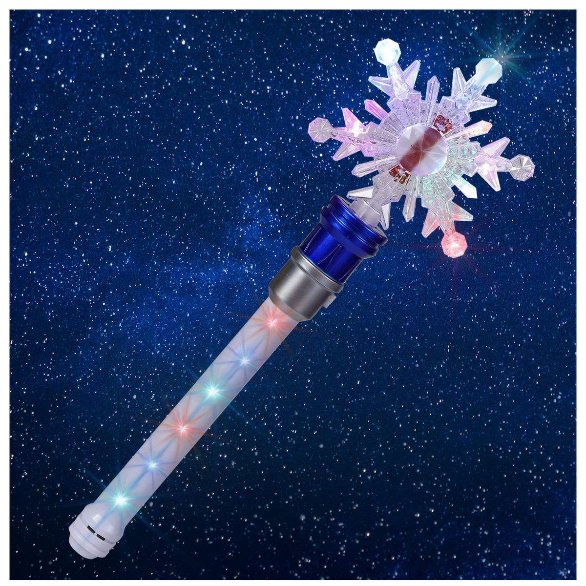 Fleeting Time light up snowflake wand with sparkling snow for imaginative play.