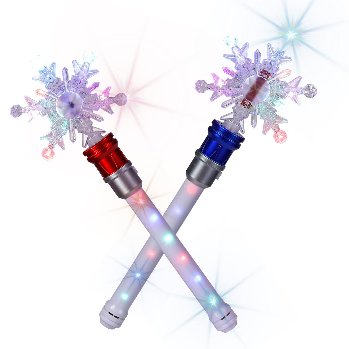Fleeting Time Snowflake Wand with 13 LEDs lights up rooms with vibrant color.