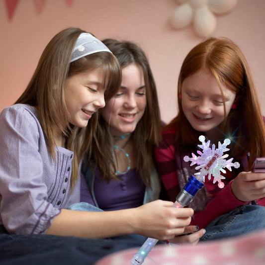 Fleeting Time thirteen LED rotating wand brightens room at parties and storytelling.