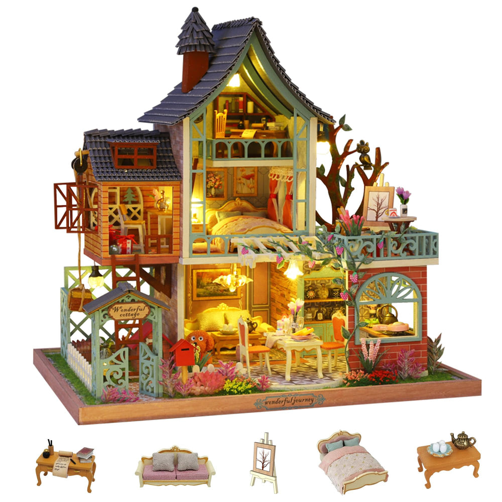 Flever DIY miniature house dust cover protects the display while dust-free viewing.