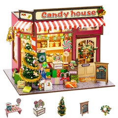 Flever DIY Miniature House Kit box contents, a relaxing crafting setup