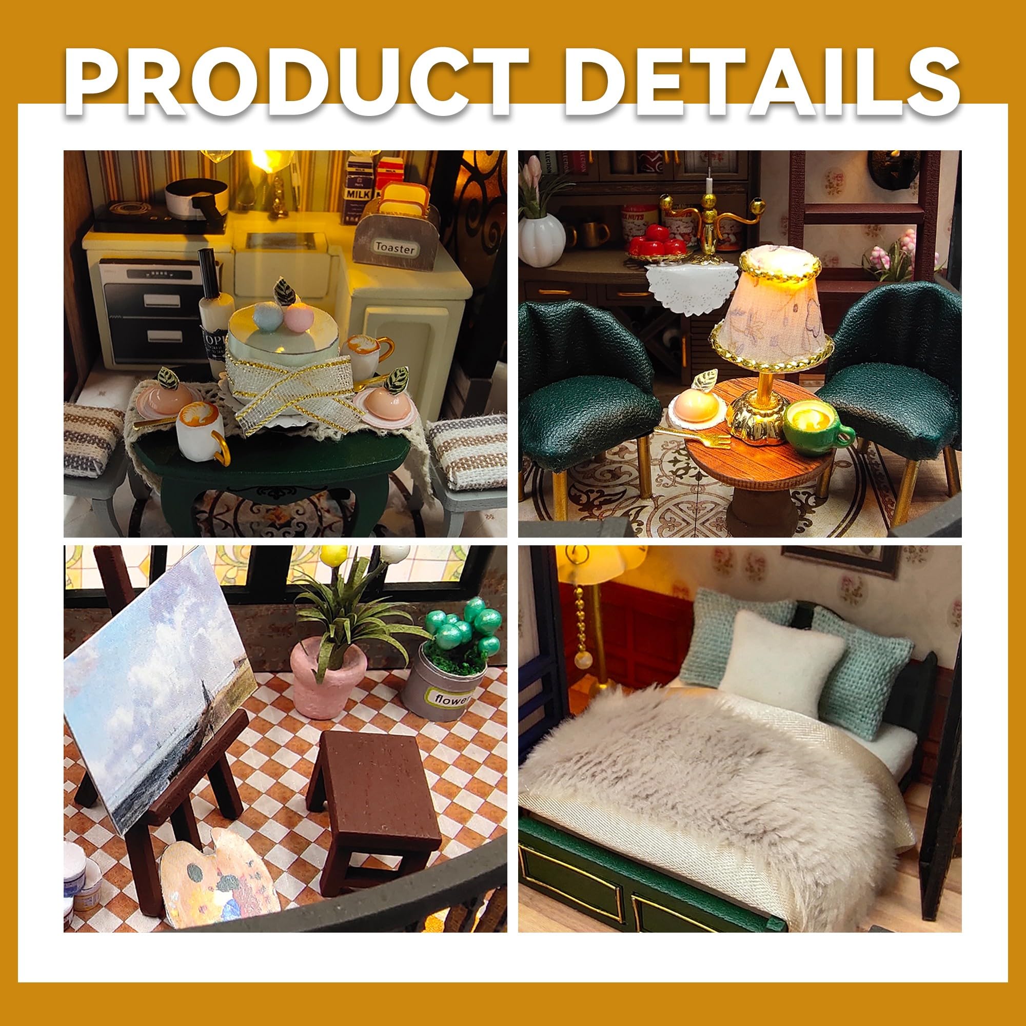 Flever fabric and printed paper decorations add texture and color