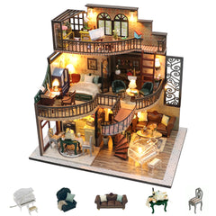 Flever DIY miniature house exterior view for display and home decor