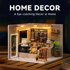Flever DIY miniature house kit on shelf showcases charming home decor