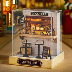 Flever dollhouse Coffee Time dimensions show compact display size