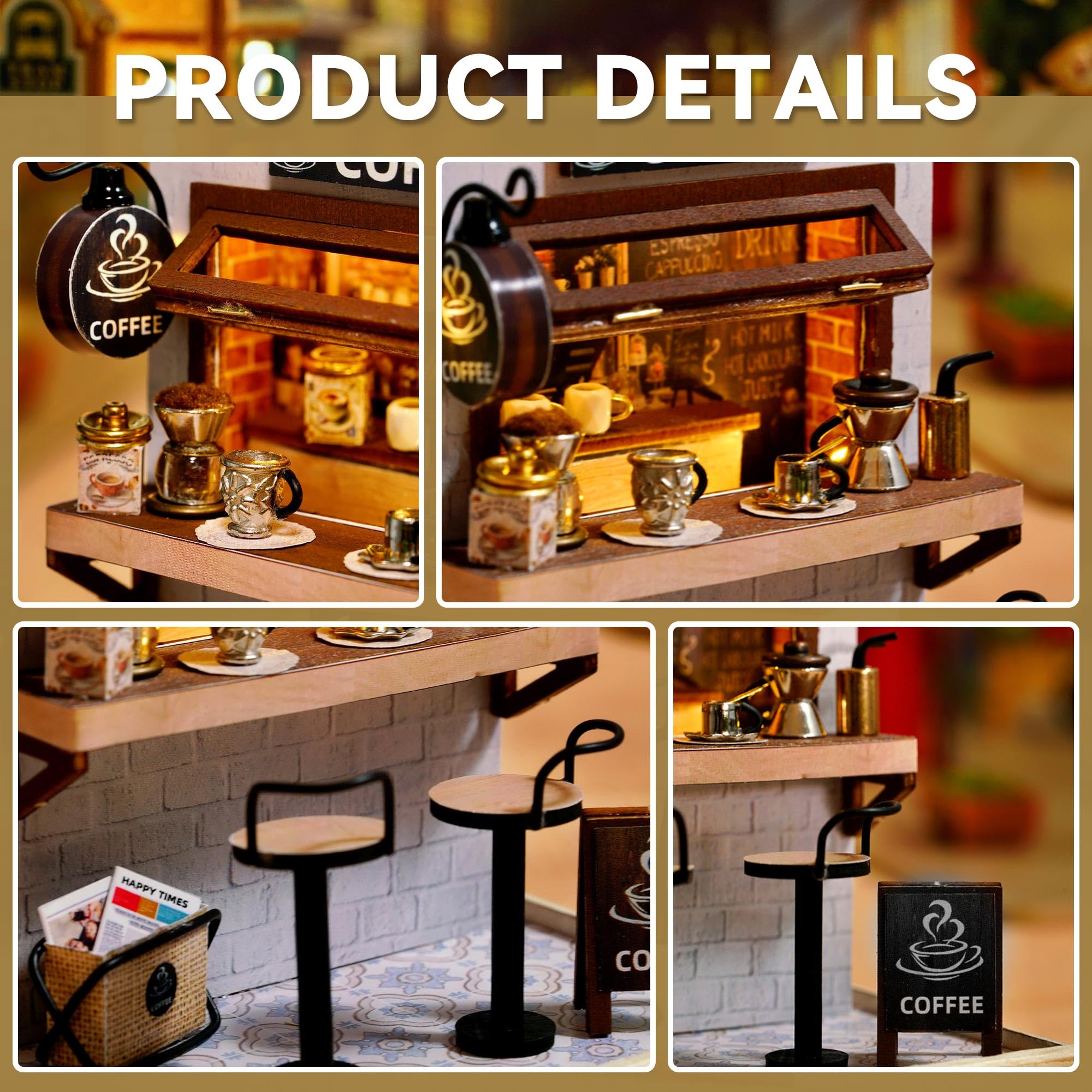 Flever Coffee Time LED wires illuminate tiny room scenes warmly