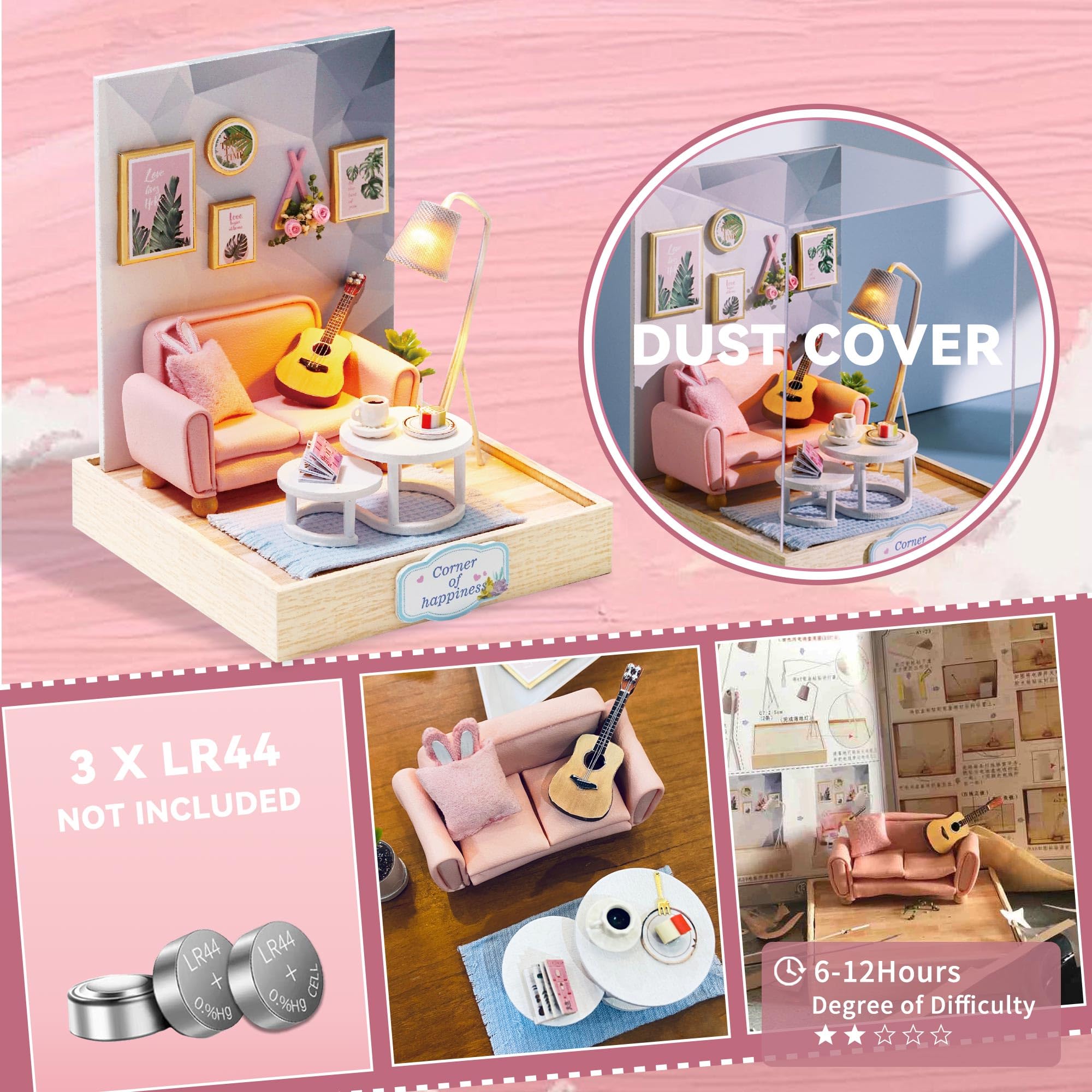 Flever dollhouse compact dimensions for shelf display.