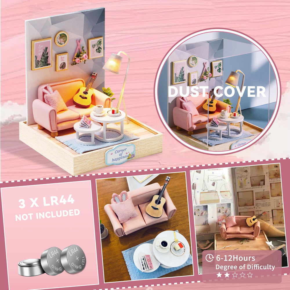 Flever dollhouse compact dimensions for shelf display.