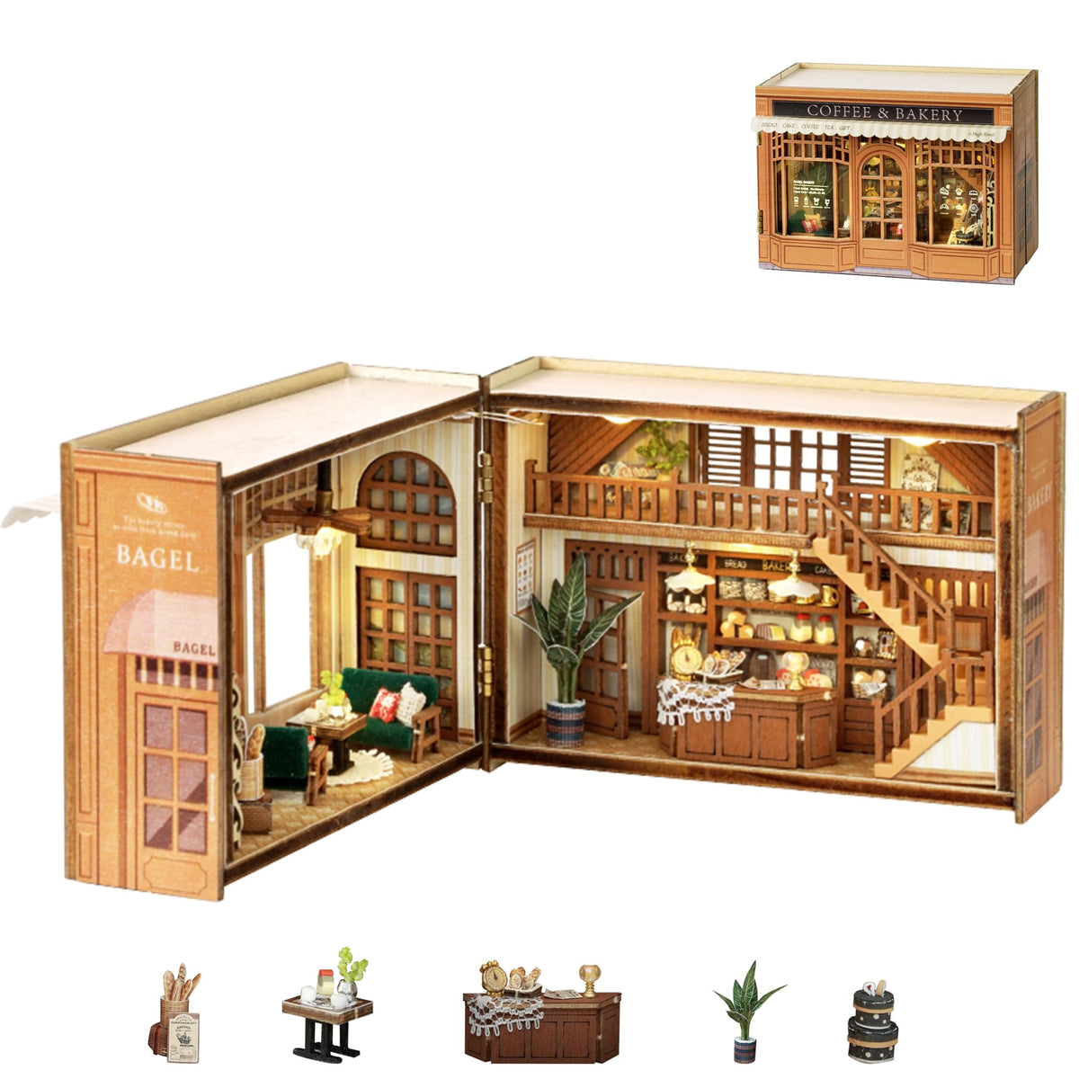 Flever dollhouse exterior wooden pieces showcase durable structure for a satisfying build.