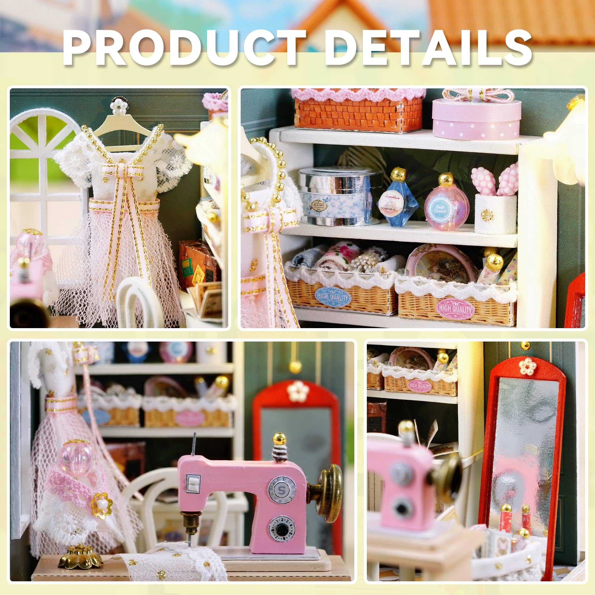 Flever Dollhouse fabric decorations add texture and color options.