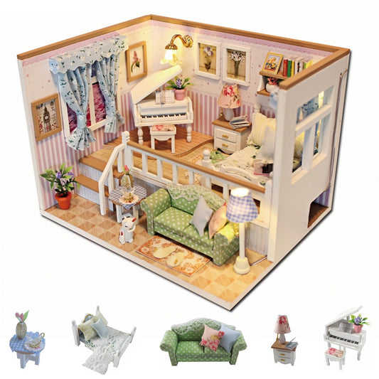 Flever dollhouse kit assembly scene for calming hands on crafting