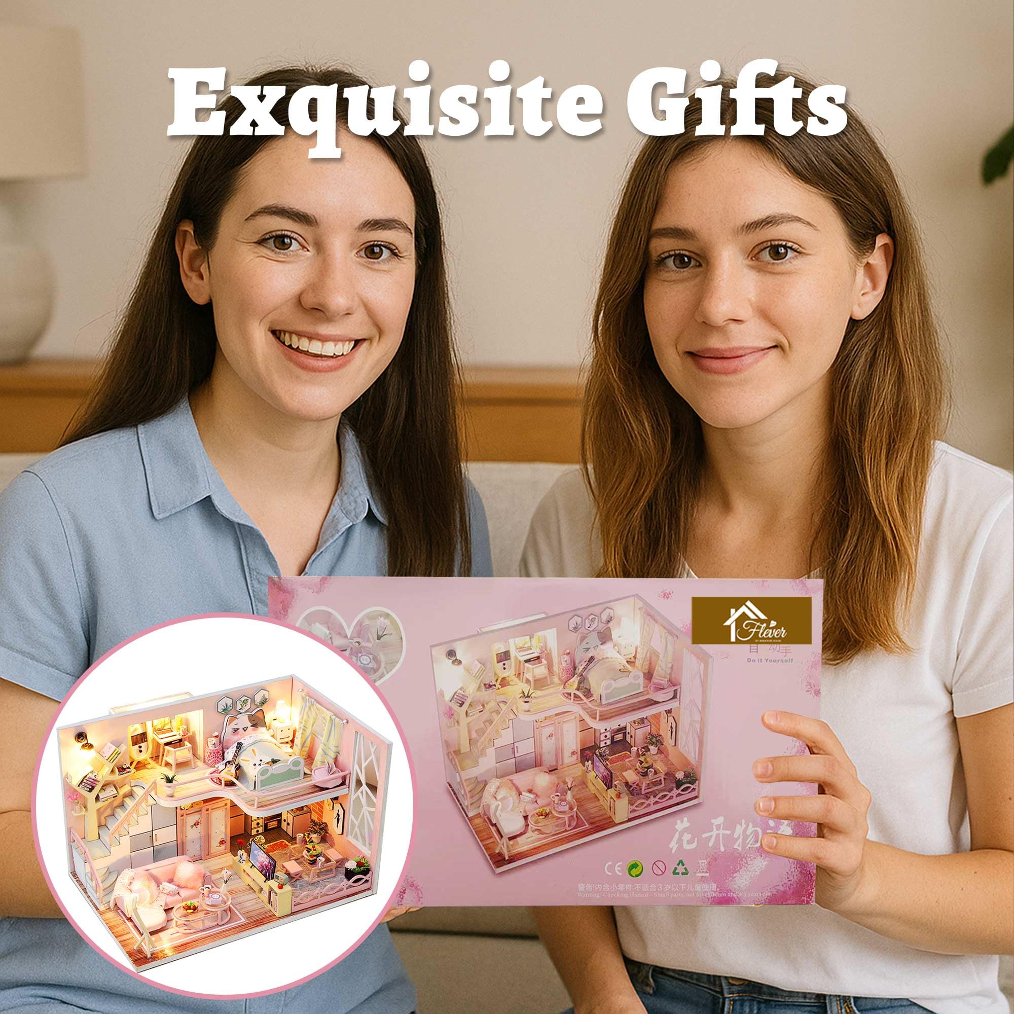 Flever dollhouse kit batteries not included; prepare power separately.