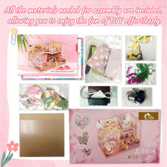 Flever dollhouse kit decor materials with fabrics and prints for cozy rooms.