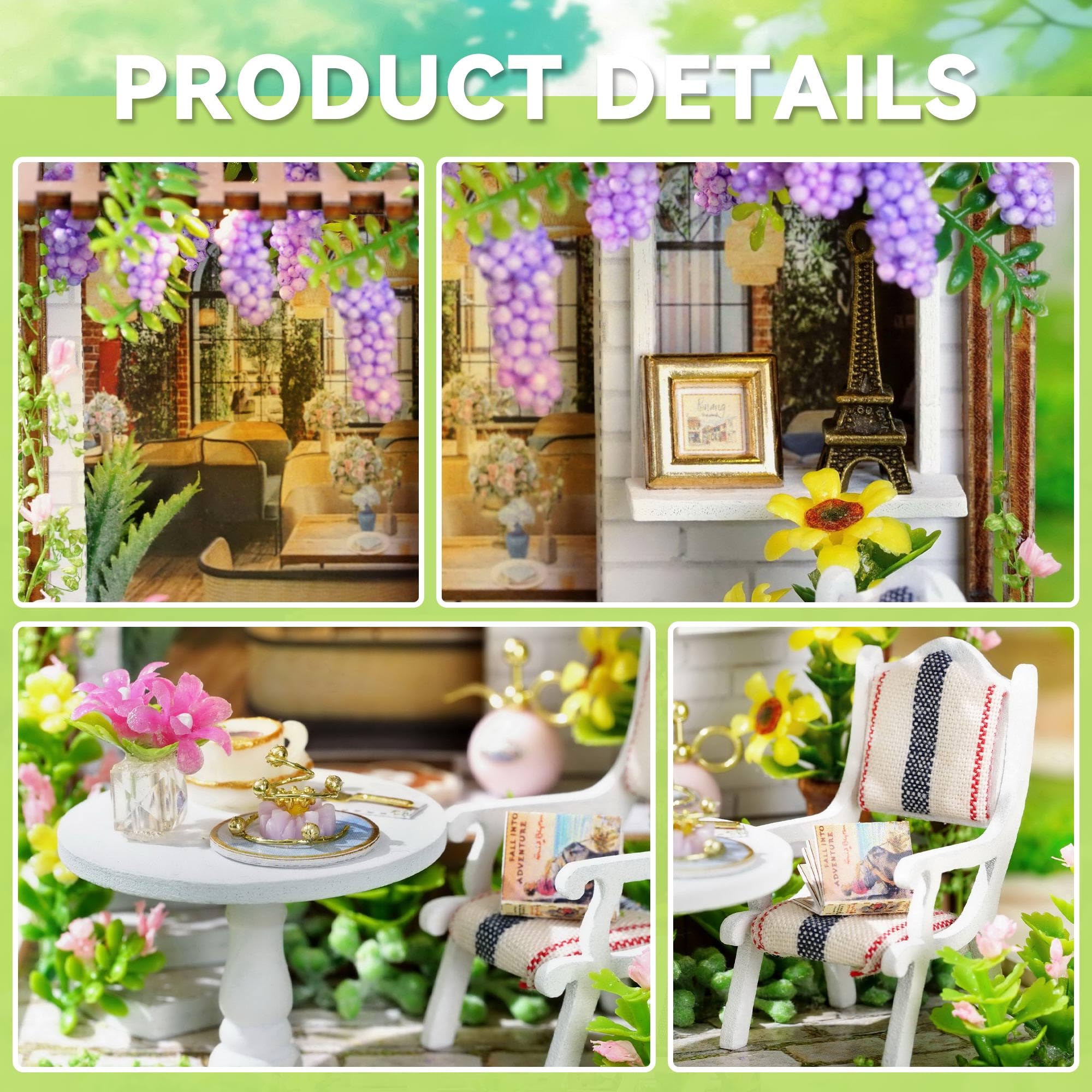 Flever dollhouse-kit decorations-fabric-paper add textures and color to rooms.