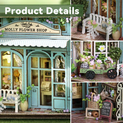 Flever Molly Garden dollhouse kit 11-light string lights create warm ambience