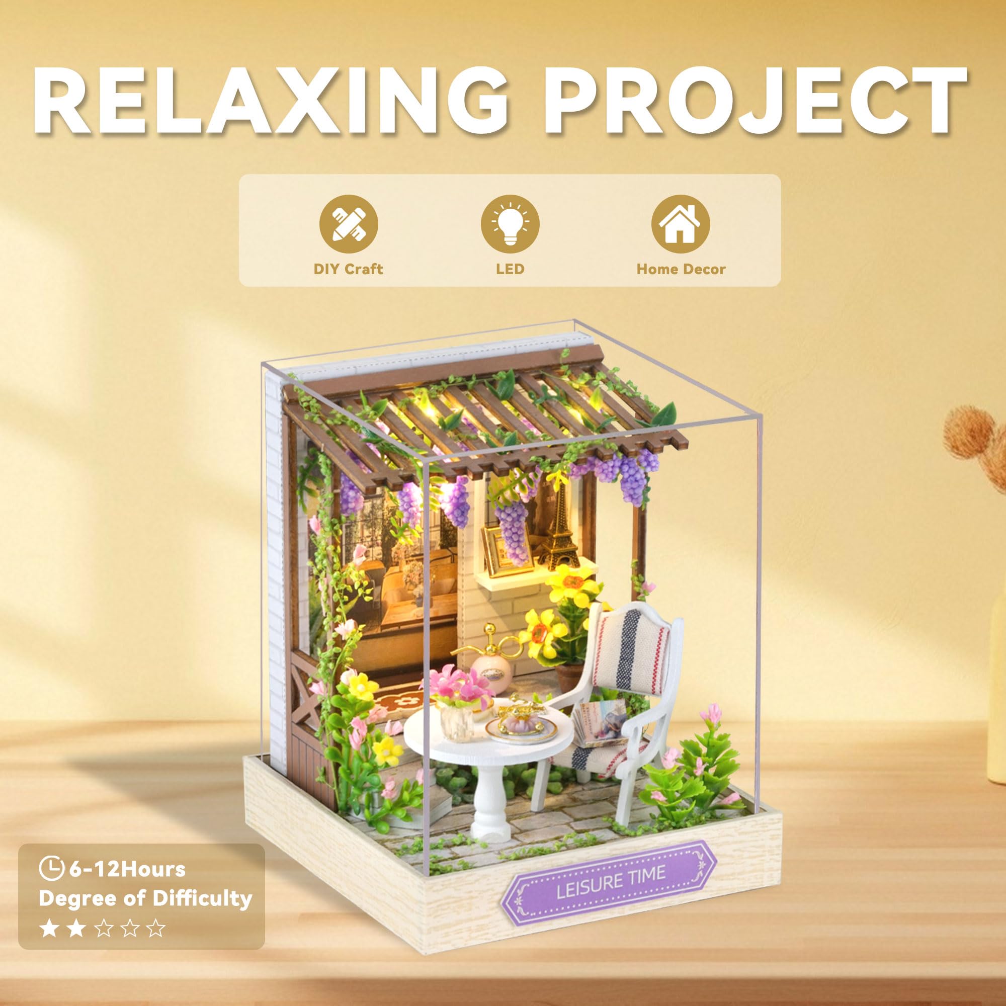 Flever dollhouse-kit english-manual aids assembly with clear hints.