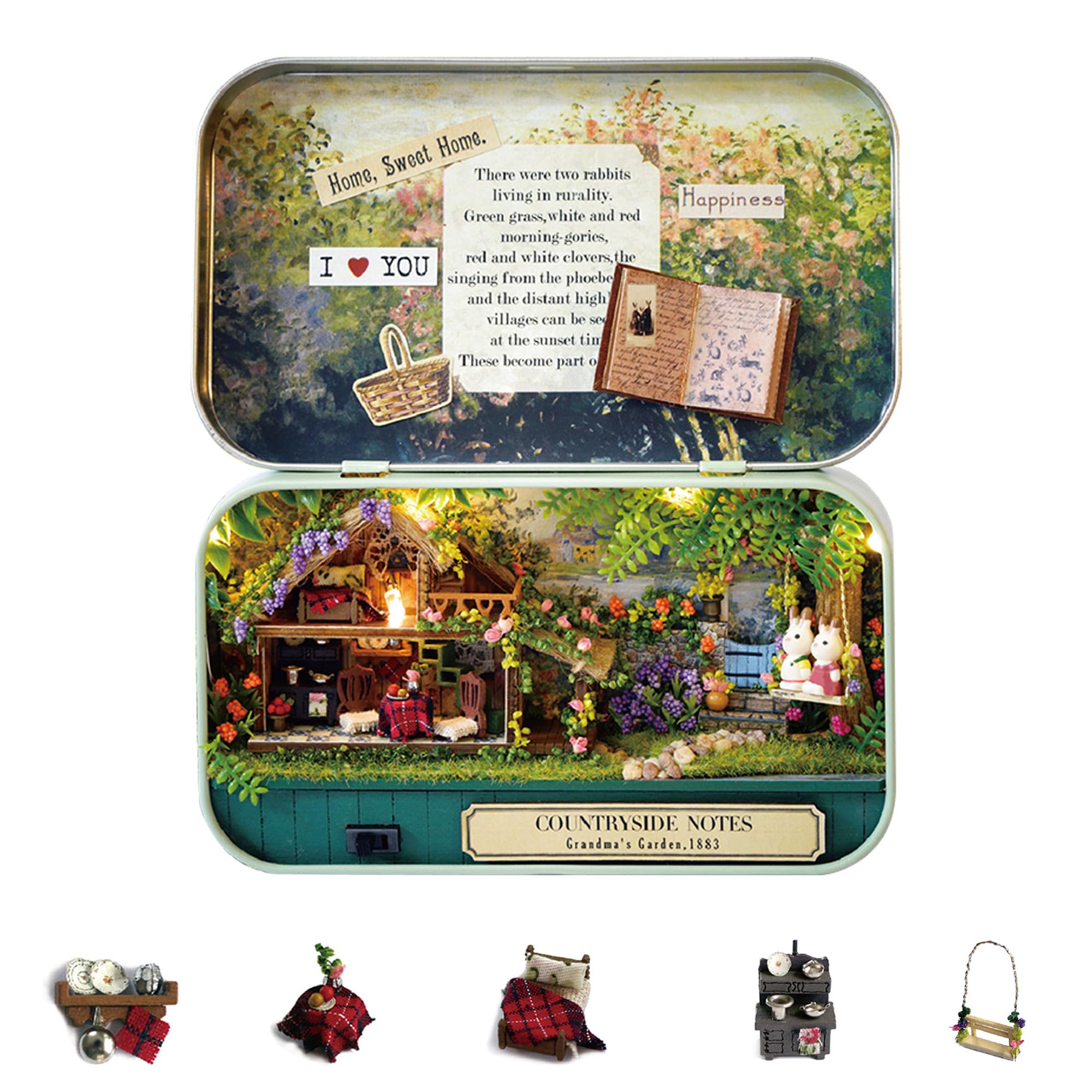 Flever dollhouse exterior view showcasing countryside charm for cozy display