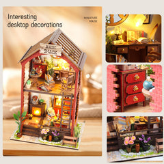 Flever dollhouse kit finished scene makes a stunning shelf decor piece.
