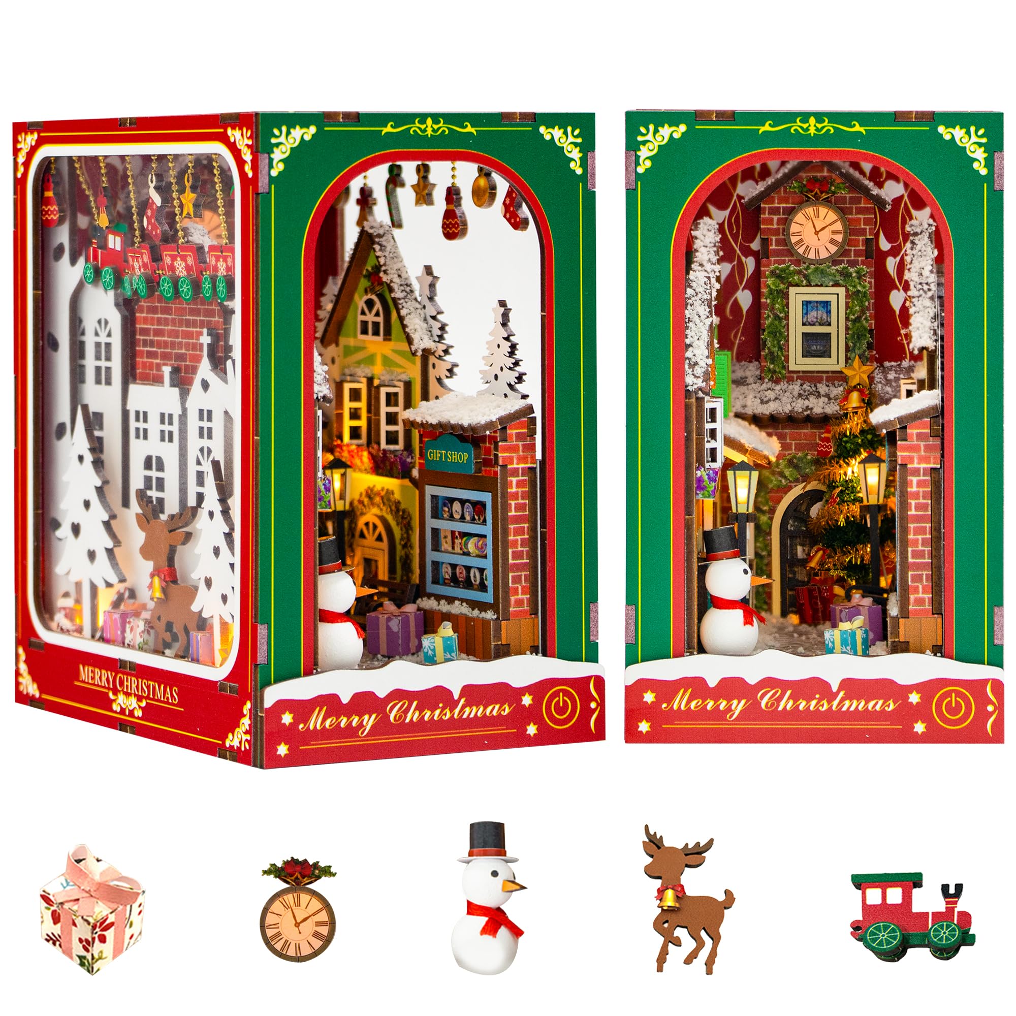 Flever dollhouse kit shows a house frame with furniture for display.