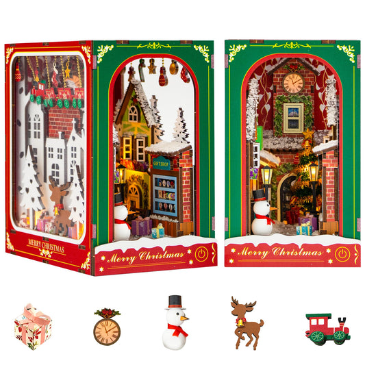 Flever dollhouse kit shows a house frame with furniture for display.