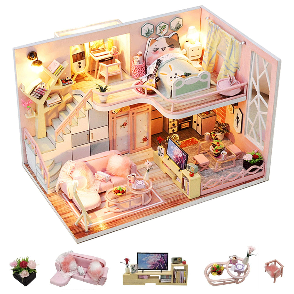Flever dollhouse kit house structure for a sturdy DIY build and display.