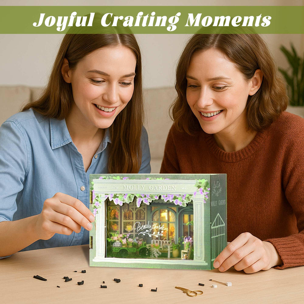 Flever Molly Garden dollhouse kit no-cut-paper accessories simplify crafting