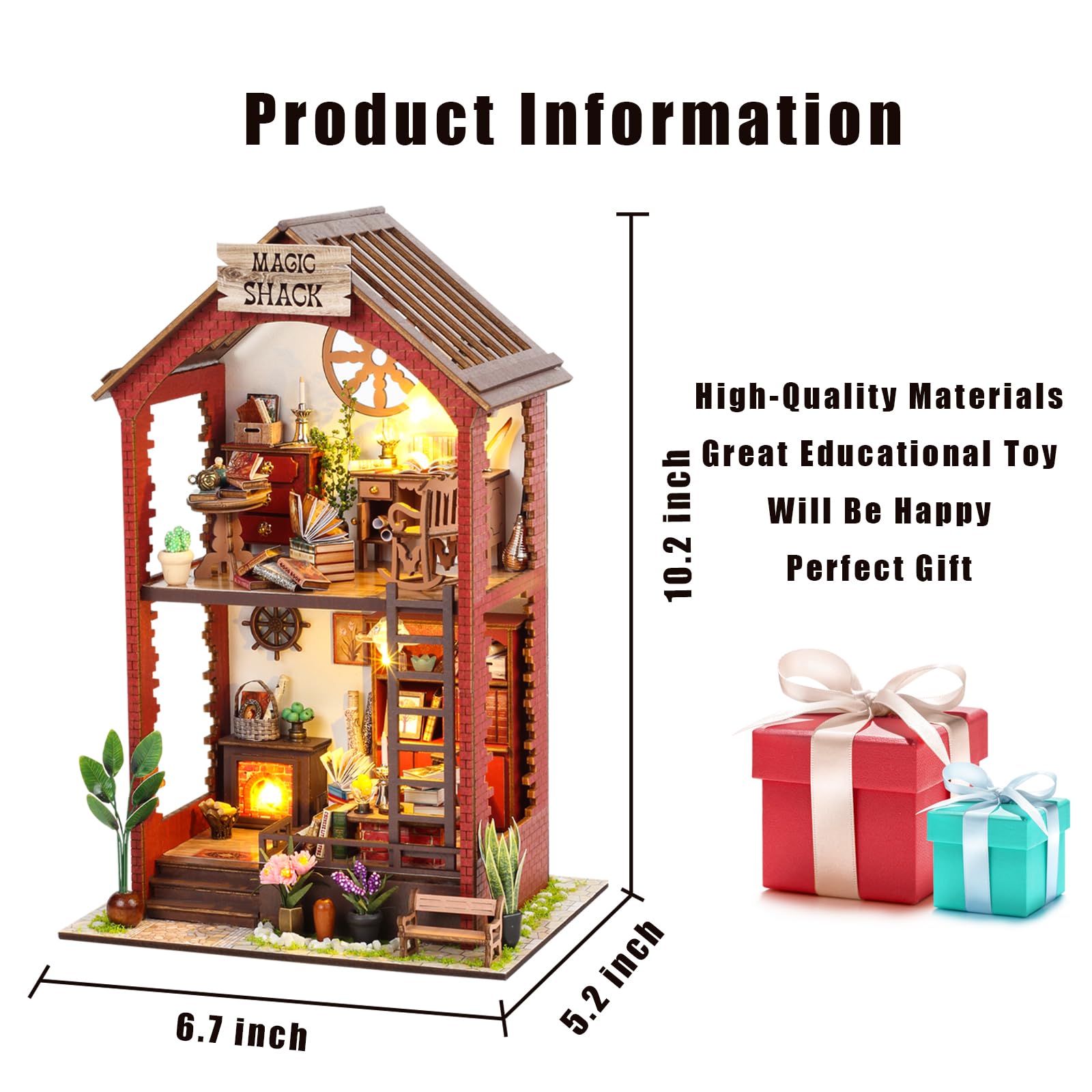 Flever dollhouse kit plexiglass dust cover protects the scene.