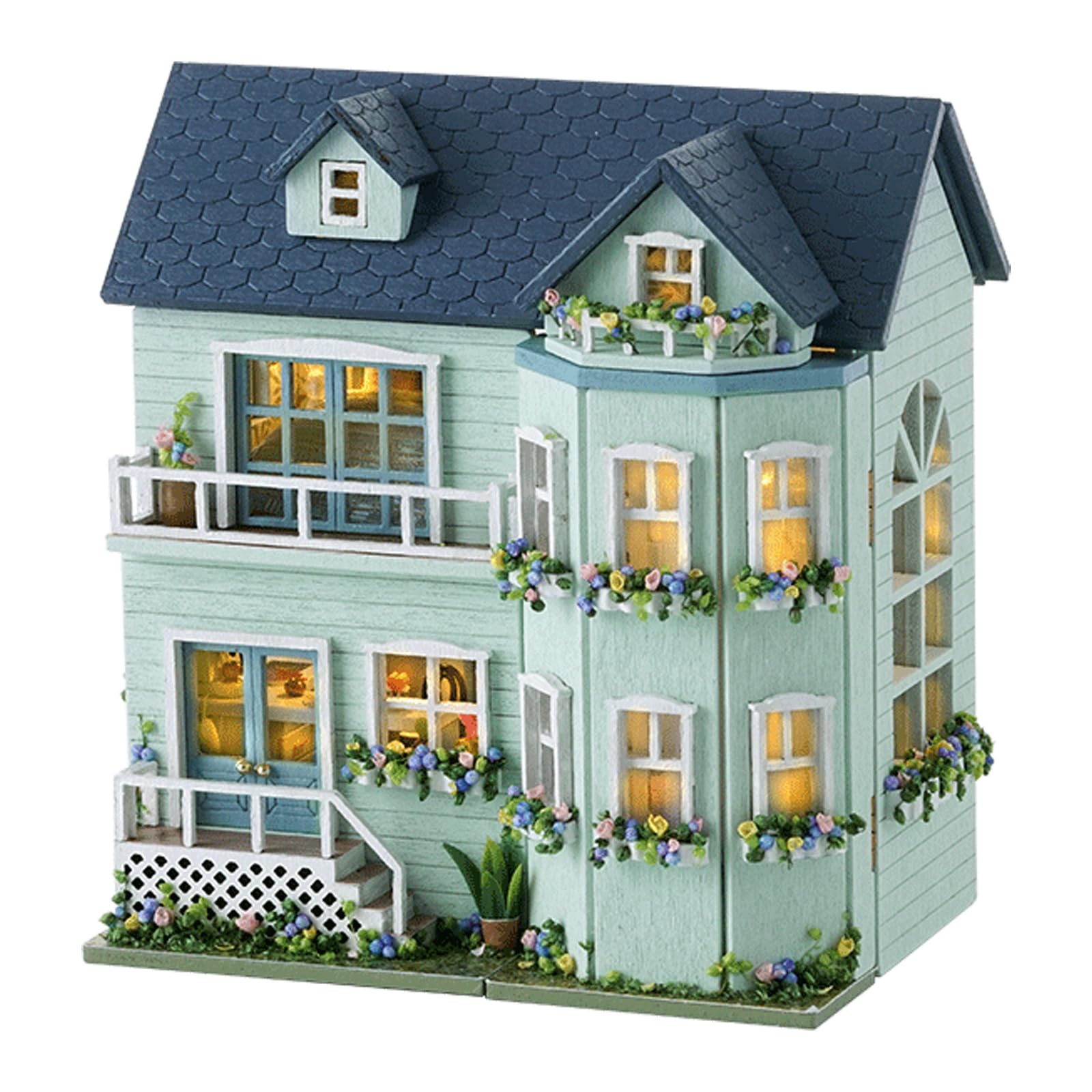 Flever dollhouse miniature house kit showing warm house design ready for display