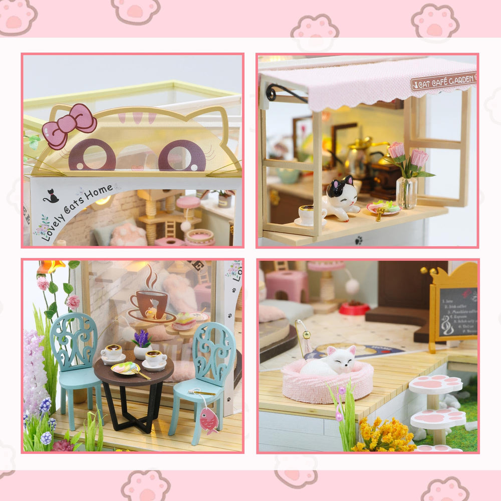 Flever dollhouse kit cat cafe room inspires cozy home decor.