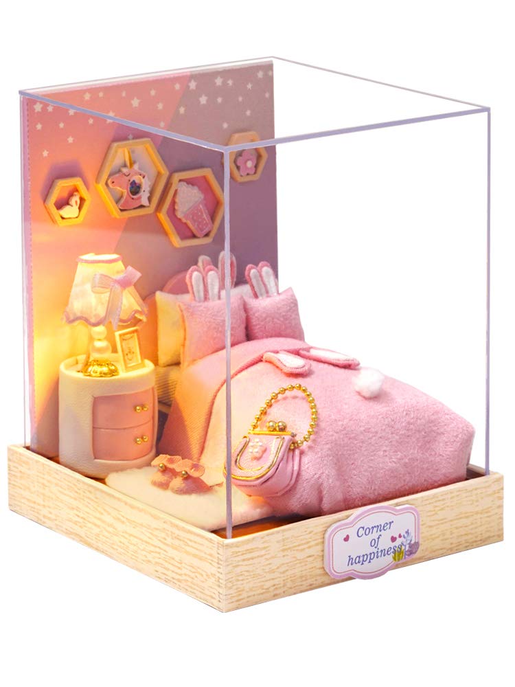 Flever dollhouse miniature kit packaging for gifting and display.