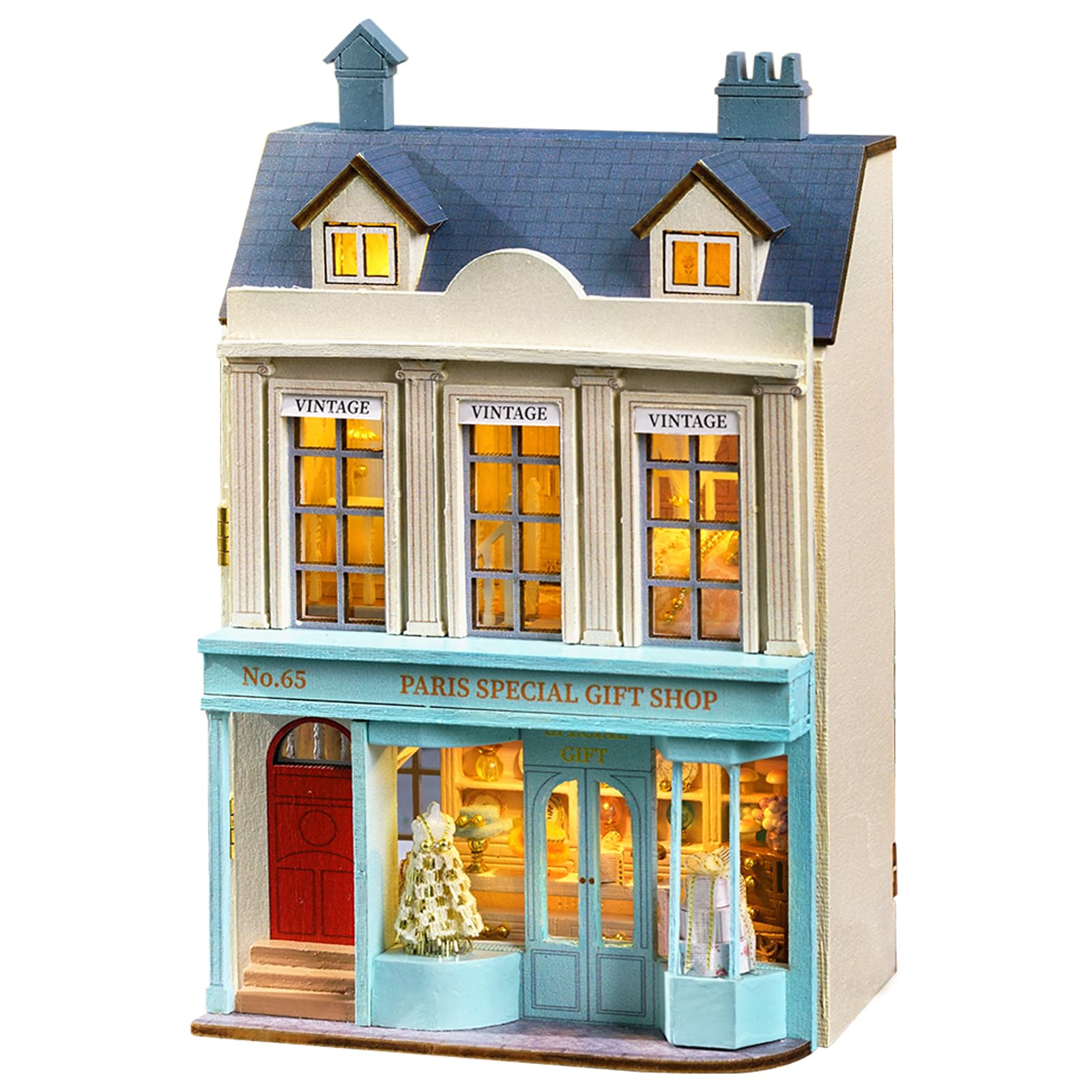 Flever dollhouse wooden structure ready for a delicate mini home display