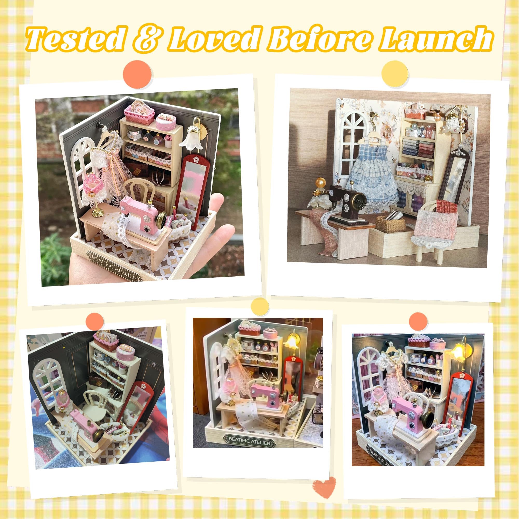 Flever Dollhouse toolkit included supports precise craftwork.