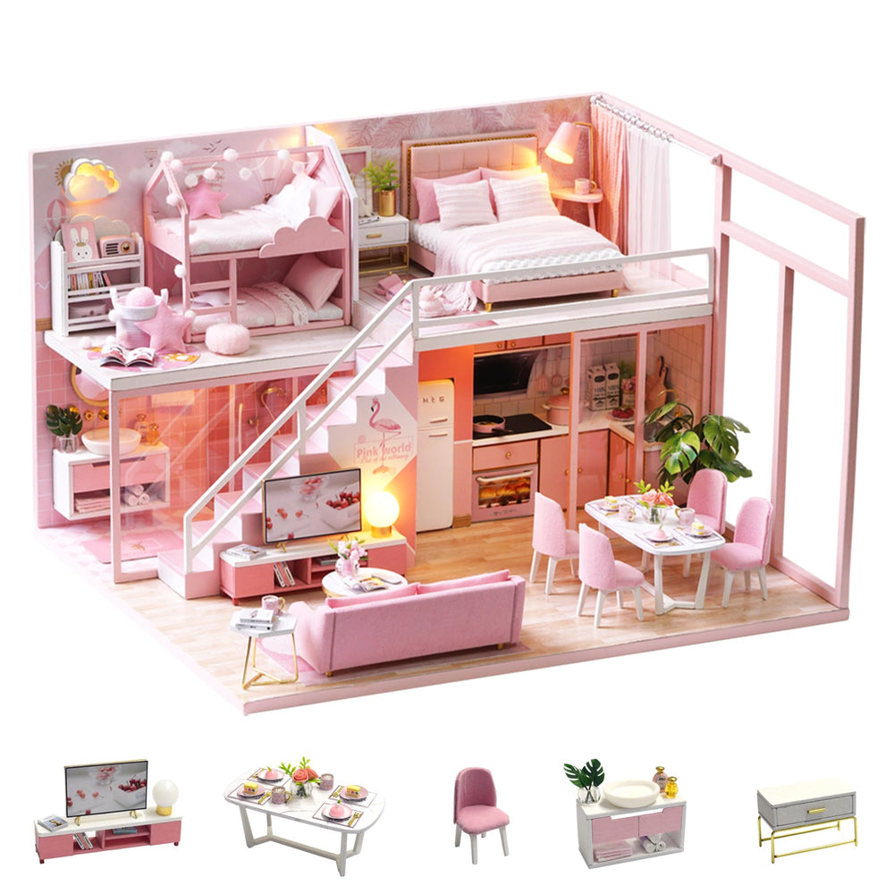 Flever dollhouse wooden house-structure for a detailed miniature display
