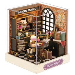 Flever Moon Magic dollhouse front view for a romantic display and bedside decor