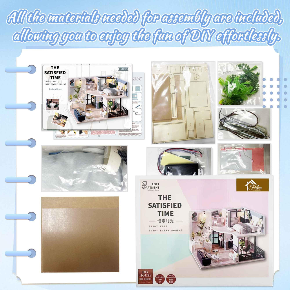 Flever wooden DIY House Kit fabric and paper decorations for charming styling.