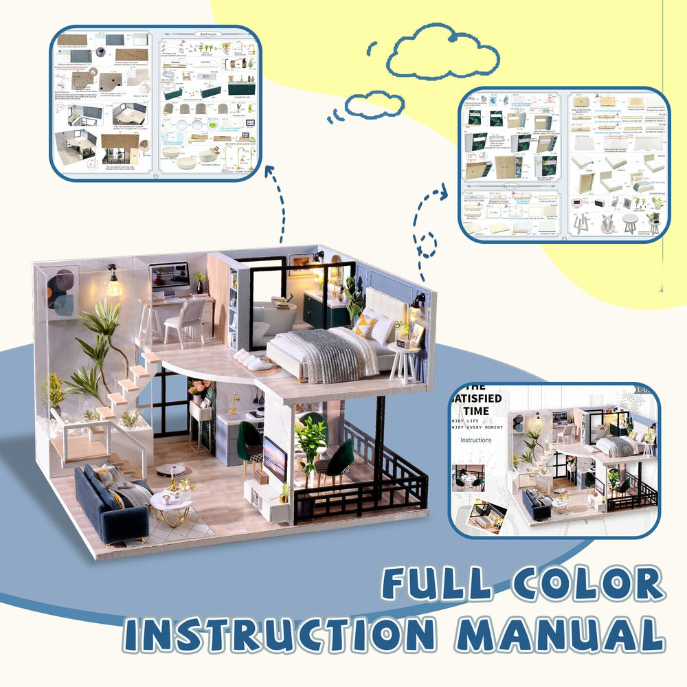 Flever wooden DIY House Kit English manual guides your steps.