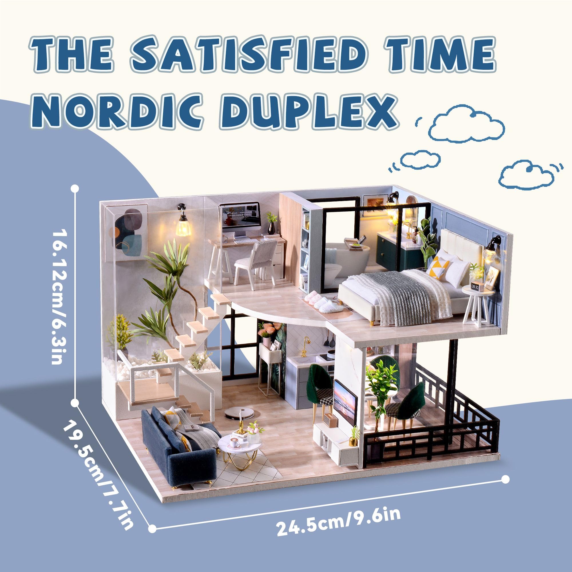 Flever wooden DIY House Kit furniture pieces that bring the tiny rooms to life.