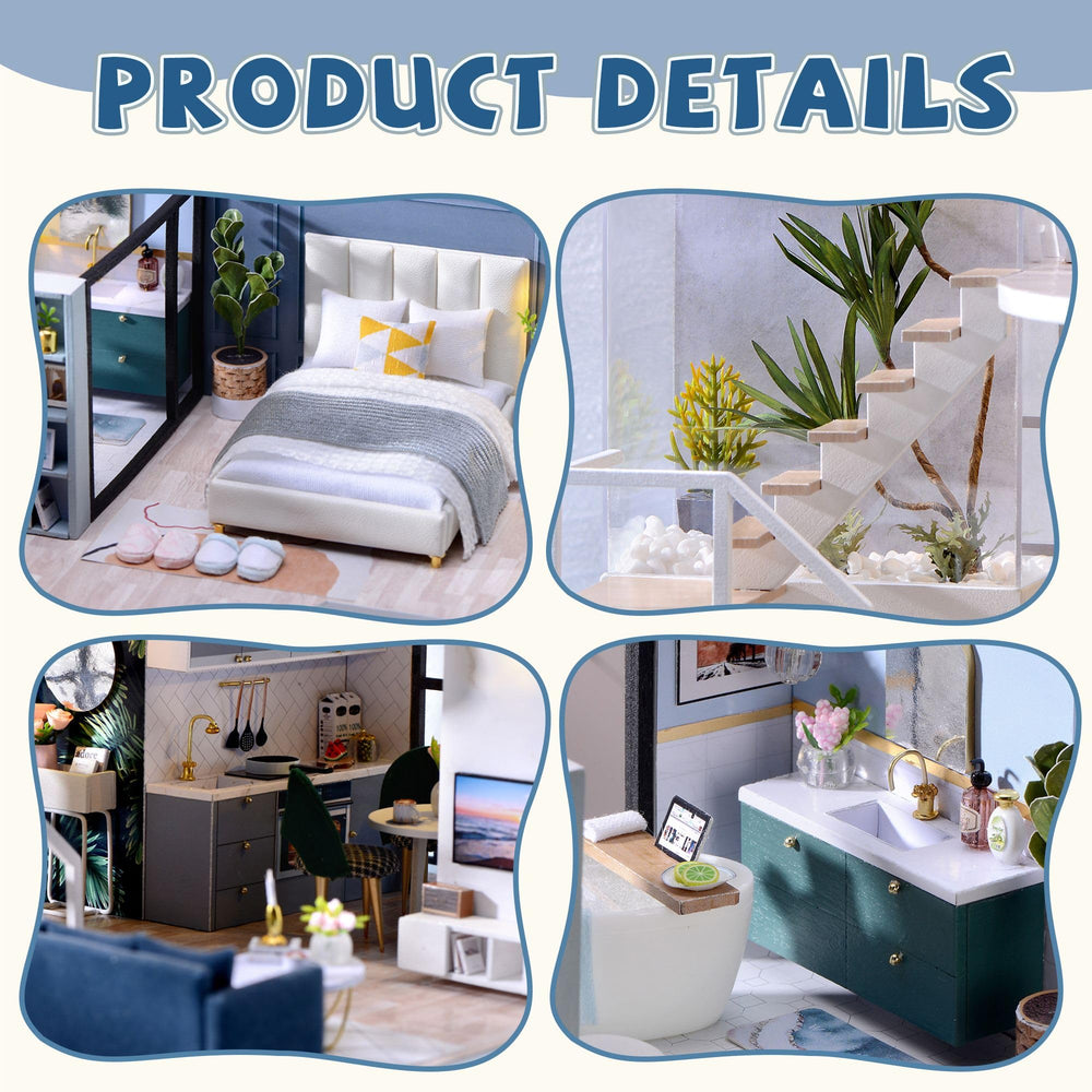 Flever wooden DIY House Kit music movement creates gentle ambience.