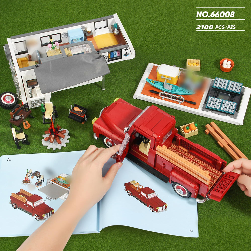 FliCineCrt camping scene with adventure-ready bricks