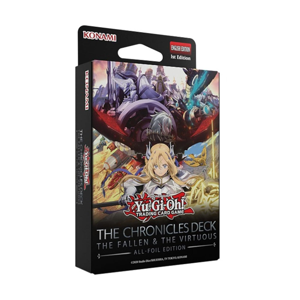 FlipSide Gaming Yu-Gi-Oh Chronicles Fallen & Virtuous all-foil deck on display, foil artistry