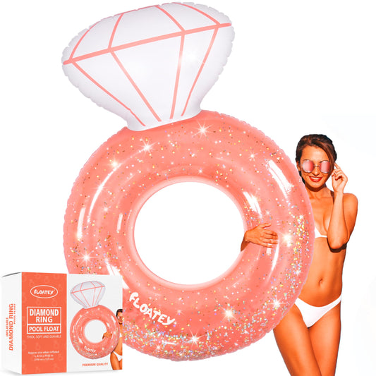 Floatey diamond ring pool float in rose gold with xl size for party photos