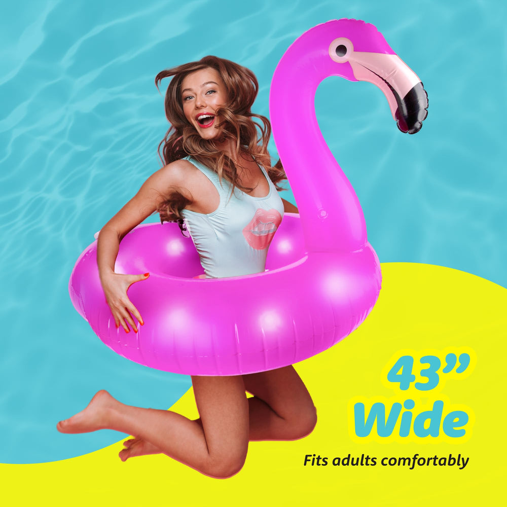 Floatify Flamingo pool float powered by 4 AAA batteries for portable LED illumination.