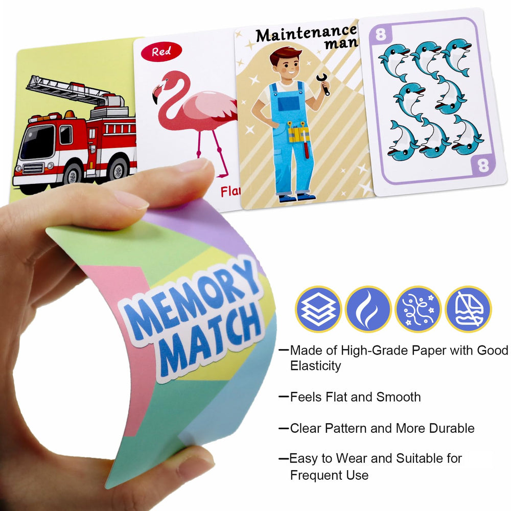 Floatlive Professions deck back with playful icons supports color and recall.