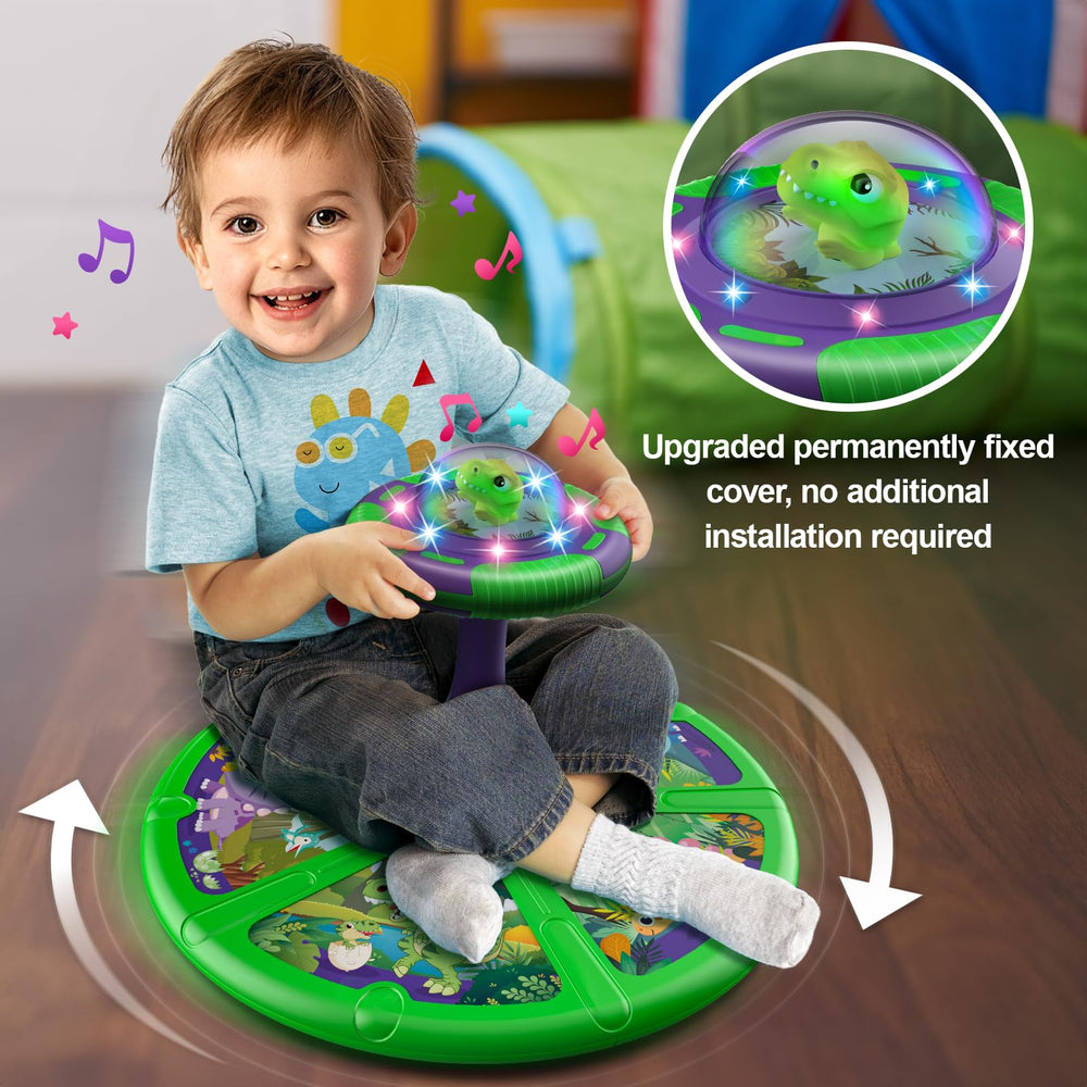 Flooyes 360° spin dinosaur toy for toddlers boosts balance and motor skills during play.
