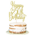 Florcmet gold glitter 50th birthday topper on cake for festive display