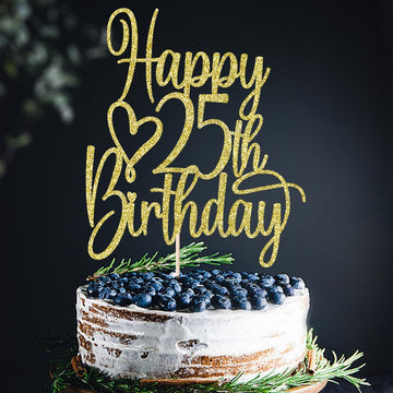 Florcmet 25th anniversary party topper adds celebratory shine to treats.