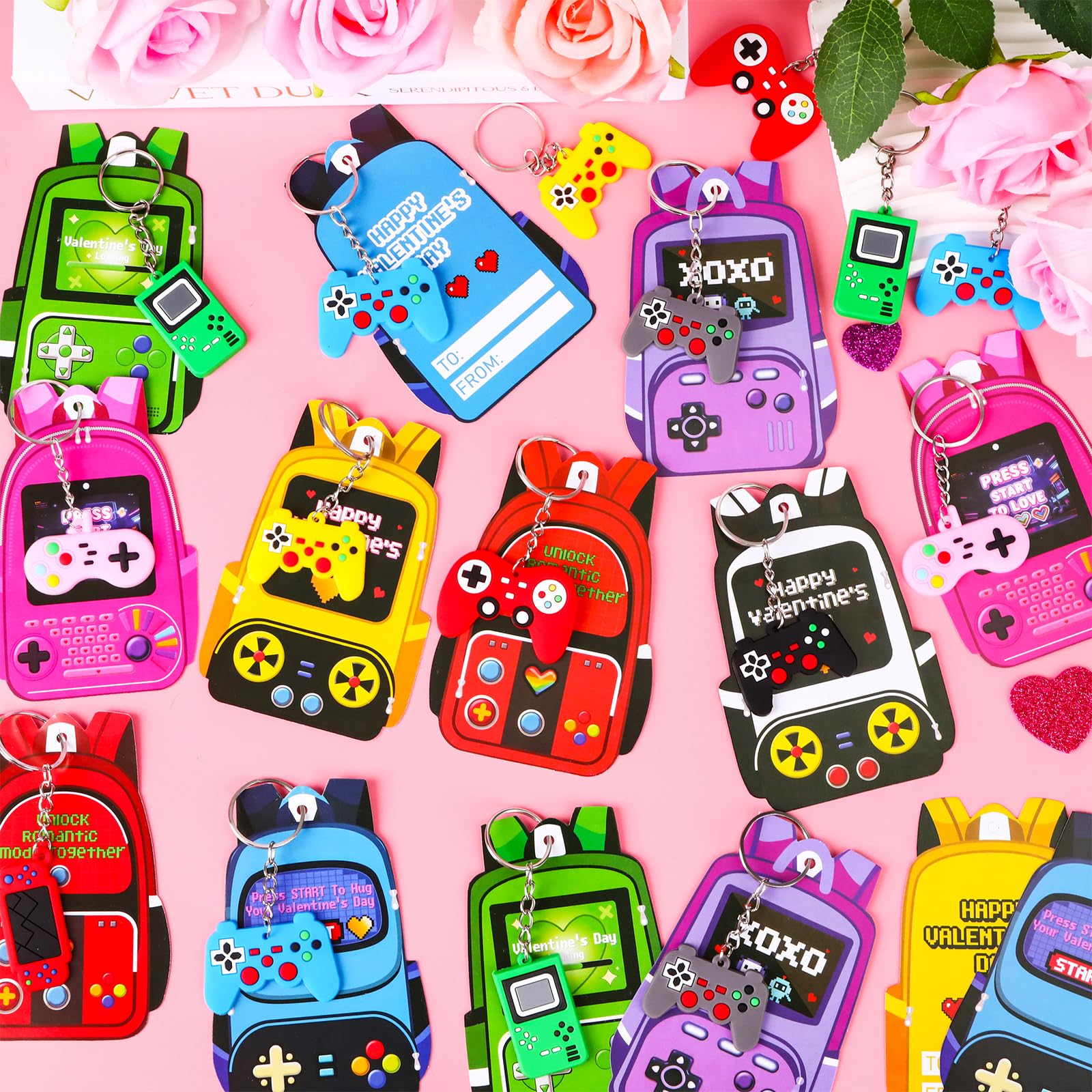 FlorWave Valentines backpack cards feature eight designs for school celebrations
