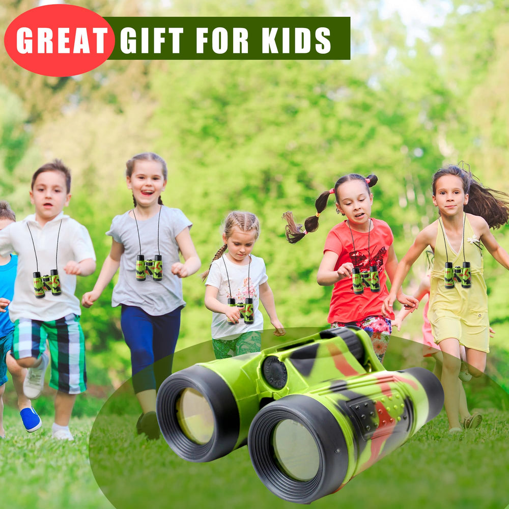 Flotory safari binoculars camouflage being held by a child for exploration.